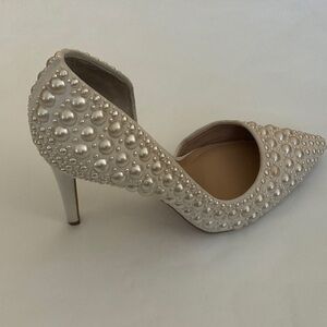 INC International Concepts Pearl-Embellished Cream Heels